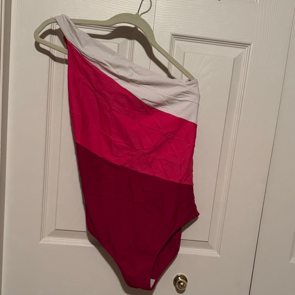 Summersalt Pink and Red One Shoulder Swim One Piece